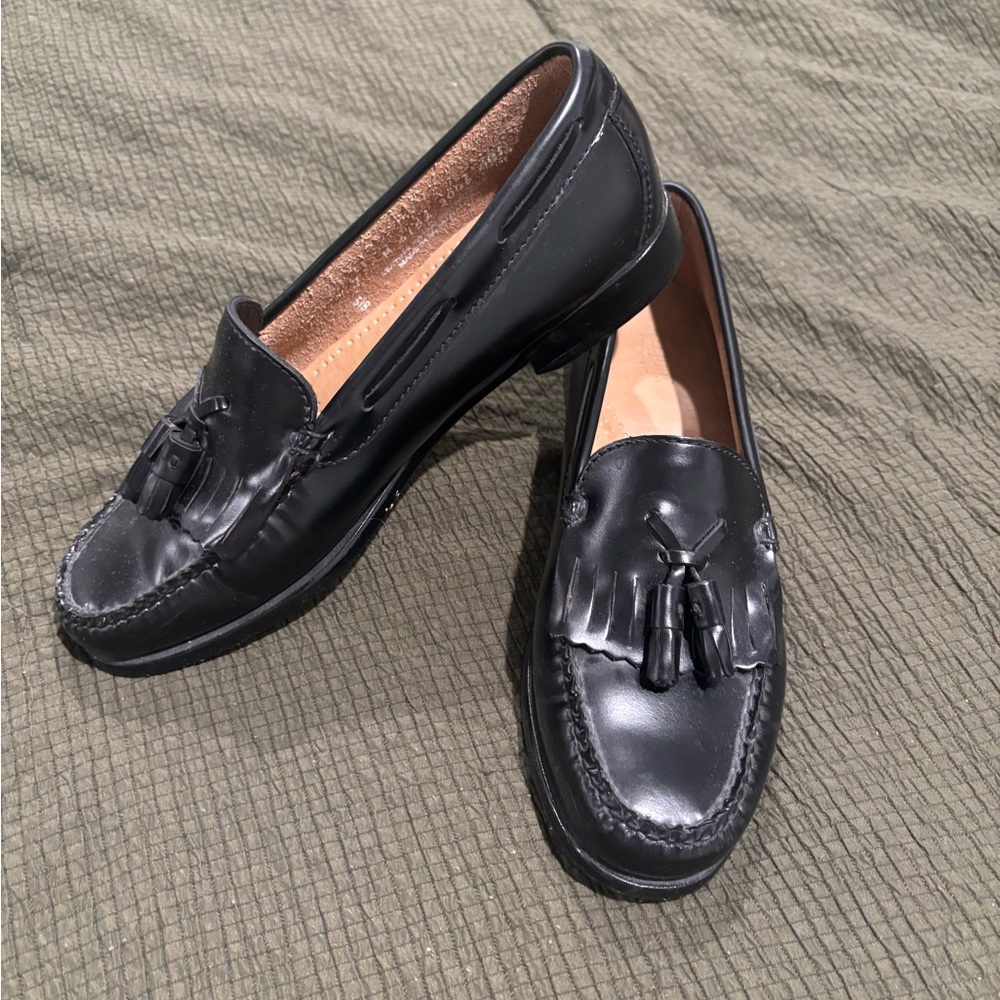 Black Tassel Loafers for Women - Classic Slip-On Style